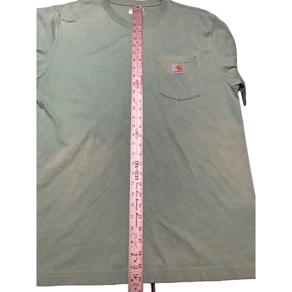 Carhartt Short Sleeve Large Green T-Shirt Pocket Loose Fit - Picture 4 of 6